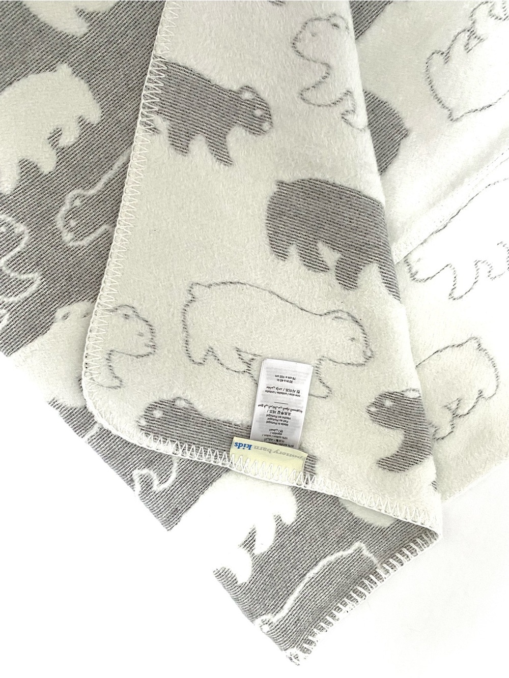 Pottery Barn Kids Cream & Gray Baby Throw Blanket Polar Bears